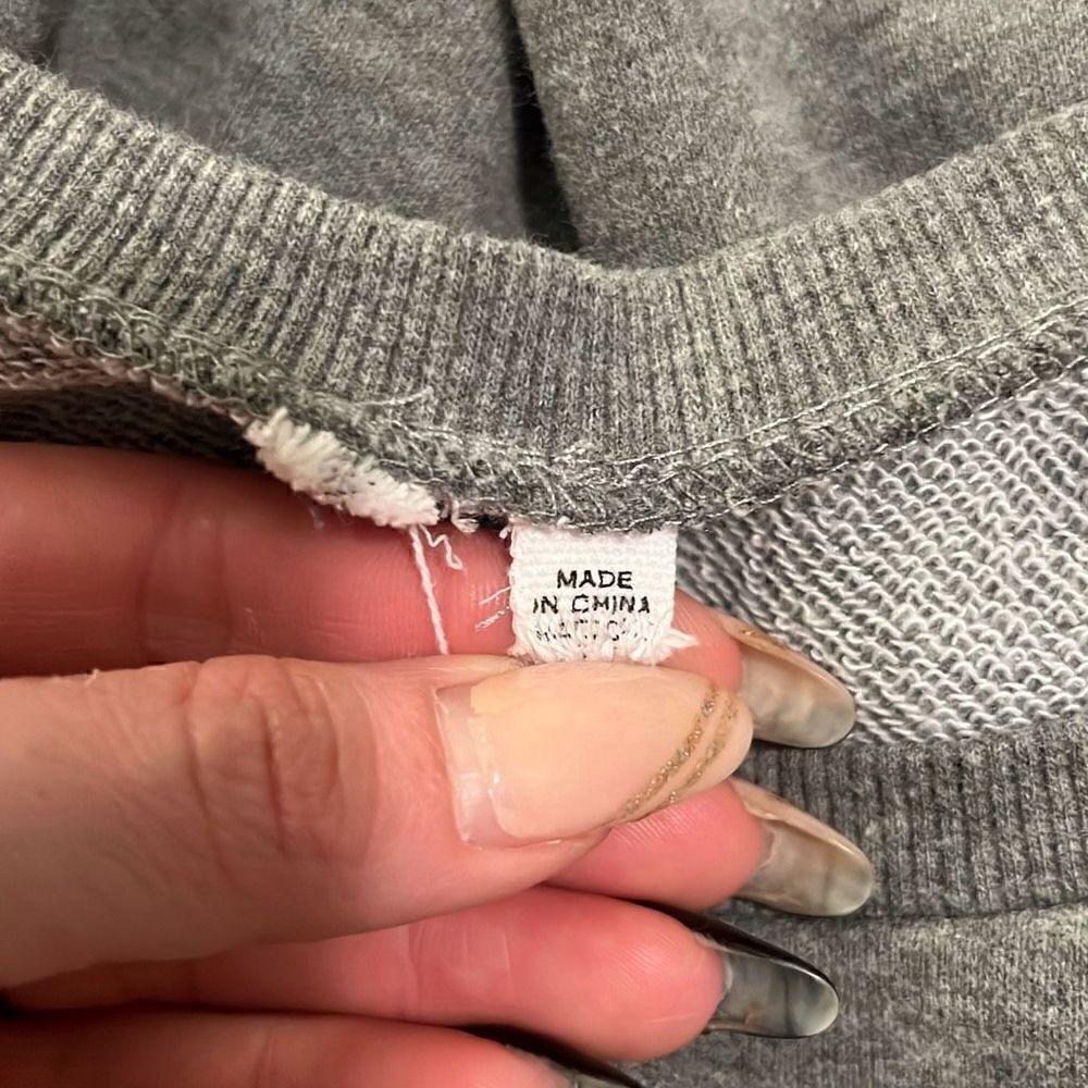 Women's Gray Pullover Crew Neck Long Puffed Sleeve Tops Size Large - Picture 6 of 7